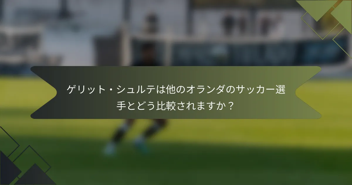 ゲリット・シュルテは他のオランダのサッカー選手とどう比較されますか？
