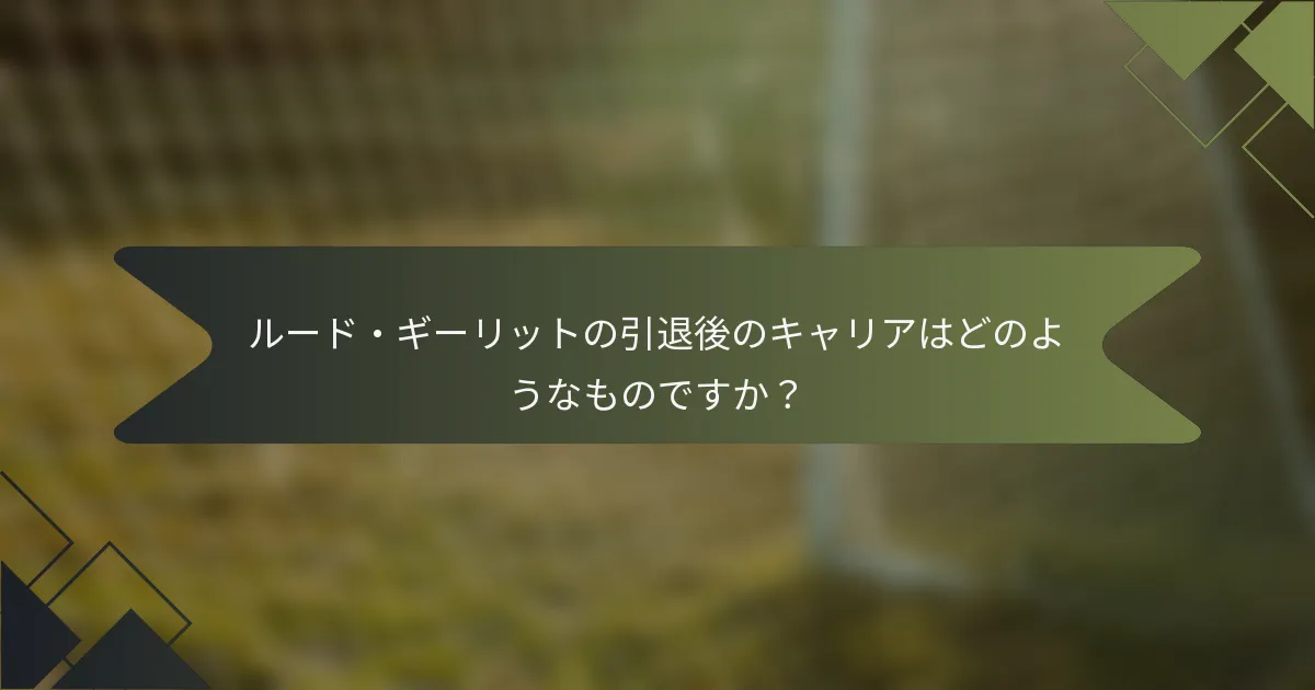 ルード・ギーリットの引退後のキャリアはどのようなものですか？