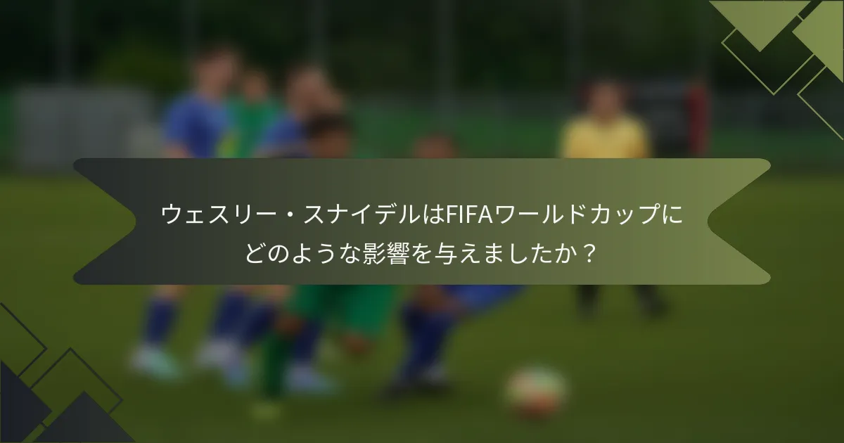 ウェスリー・スナイデルはFIFAワールドカップにどのような影響を与えましたか?