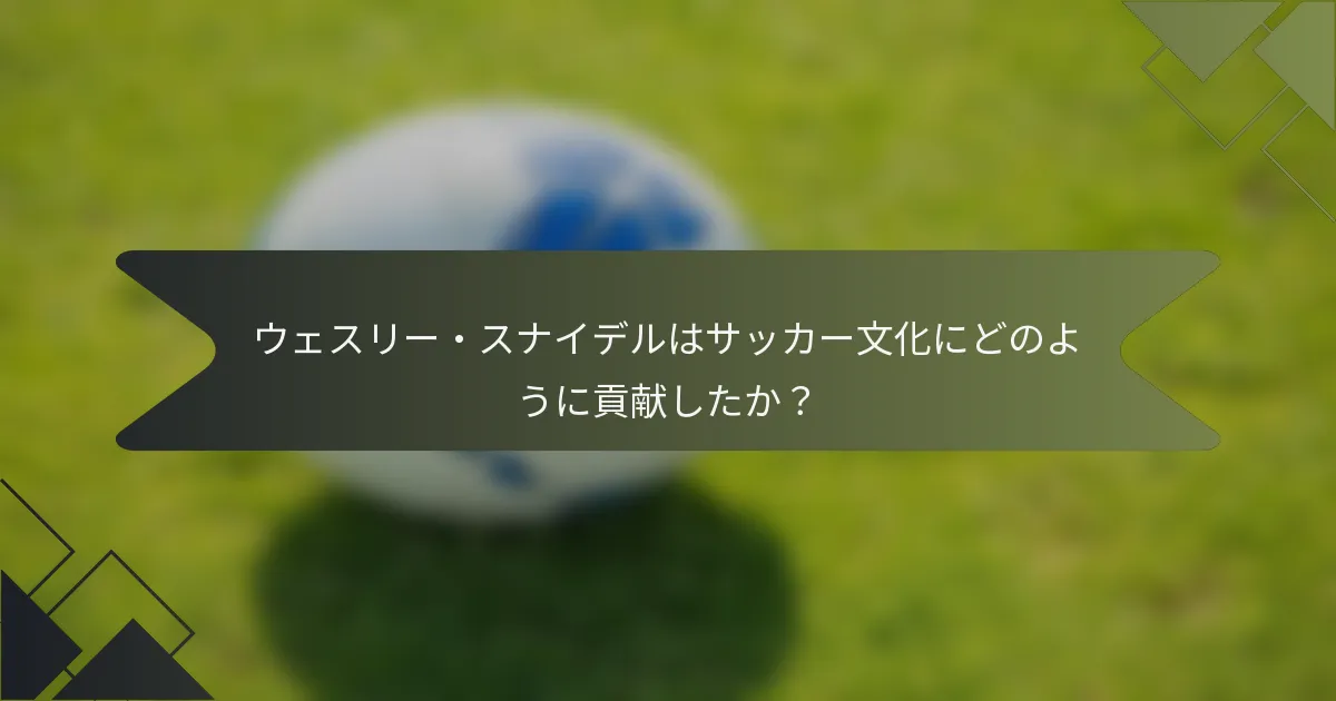 ウェスリー・スナイデルはサッカー文化にどのように貢献したか?