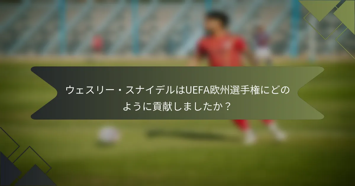 ウェスリー・スナイデルはUEFA欧州選手権にどのように貢献しましたか?