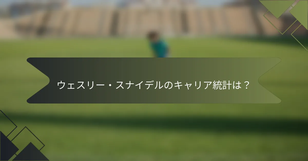 ウェスリー・スナイデルのキャリア統計は？